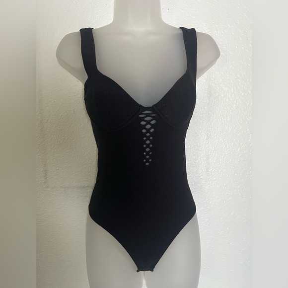 Express Tops - Laced & Loaded — Express Black Bodysuit (XS/XXS, NWT)